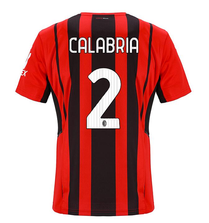 2021/22 AC Milan Home Kit Soccer Jersey with CALABRIA 2 printing